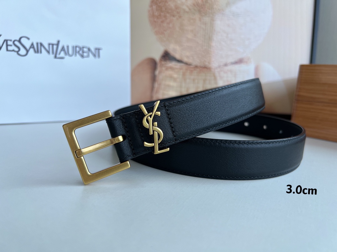 YSL Saint Laurent Leather Belts 1:1 Mirror Version