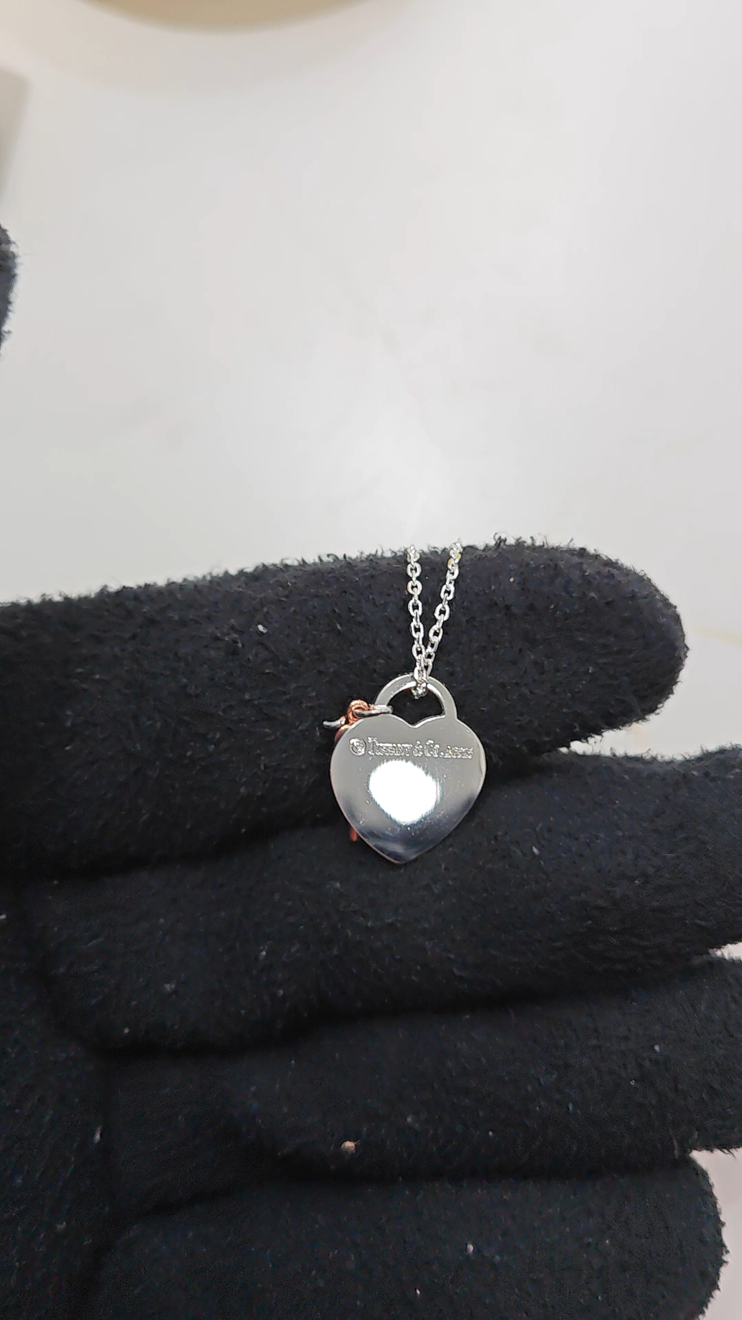Replica Return to Tiffany Heart Tag and Key Necklace in Sterling Silver with a Diamond, Medium