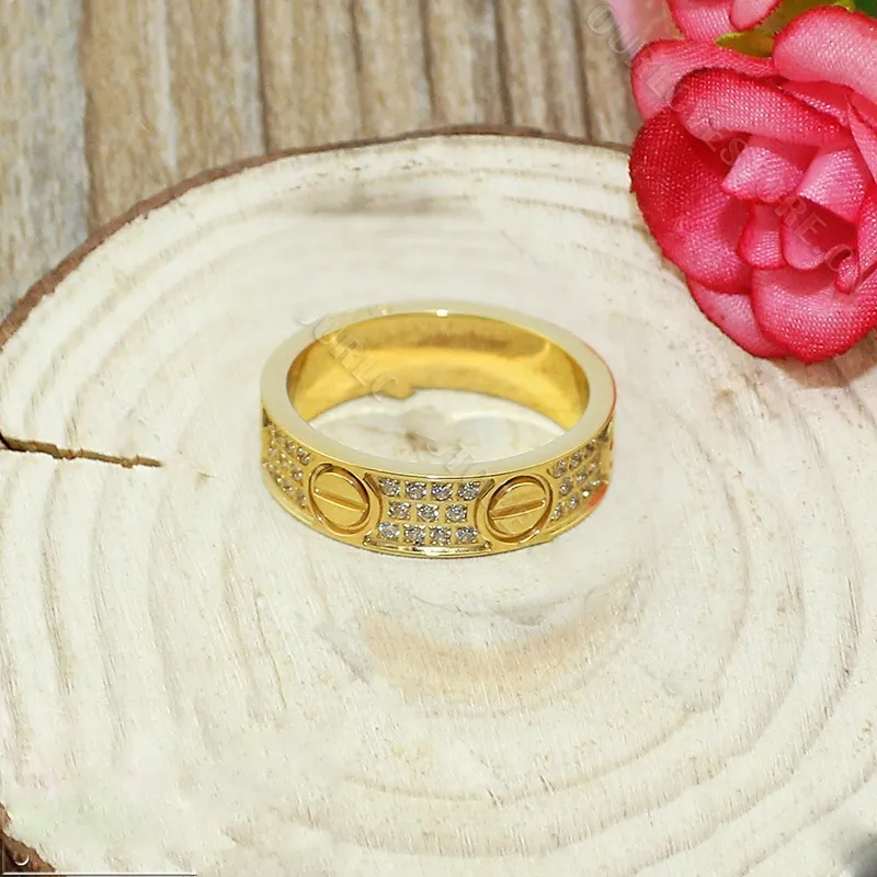 Original Copy Cartier Love Ring 18K Yellow Gold With Paved Diamonds