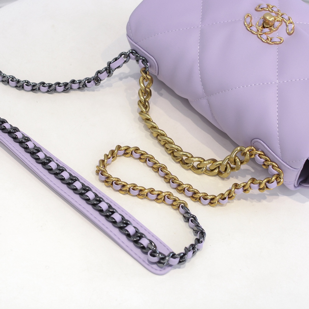 Chanel Lambskin Quilted Small 19 Flap Shoulder Bag Handbag