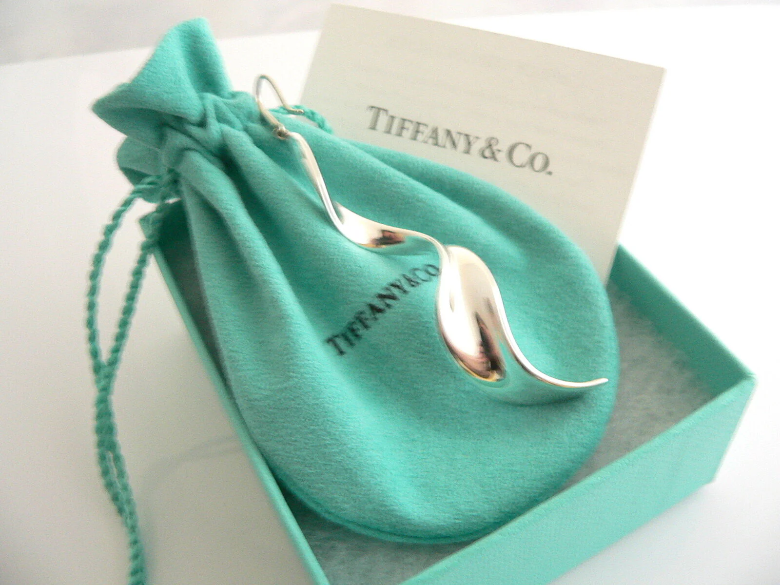 Tiffany & Co Silver Gehry Flower Large Orchid Dangling Dangle Earrings Gift Love