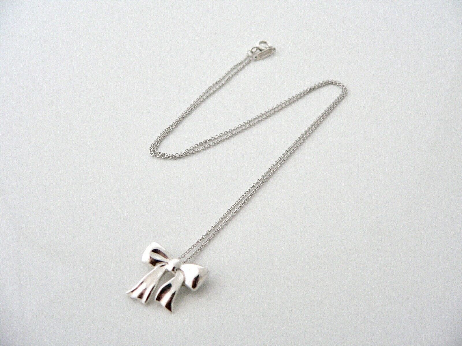 Tiffany & Co Ribbon Necklace Bow Pendant Charm Chain Love Gift Sterling Silver