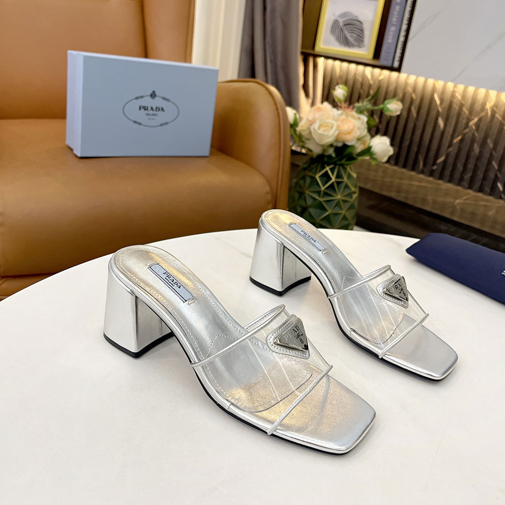 Prada  Leather Chunky Sandals Slide Sandal (Replica)