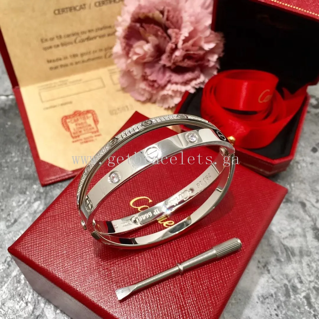 Cartier Double Love Diamond Paved Bracelet White Gold/Yellwo Gold/Rose Gold