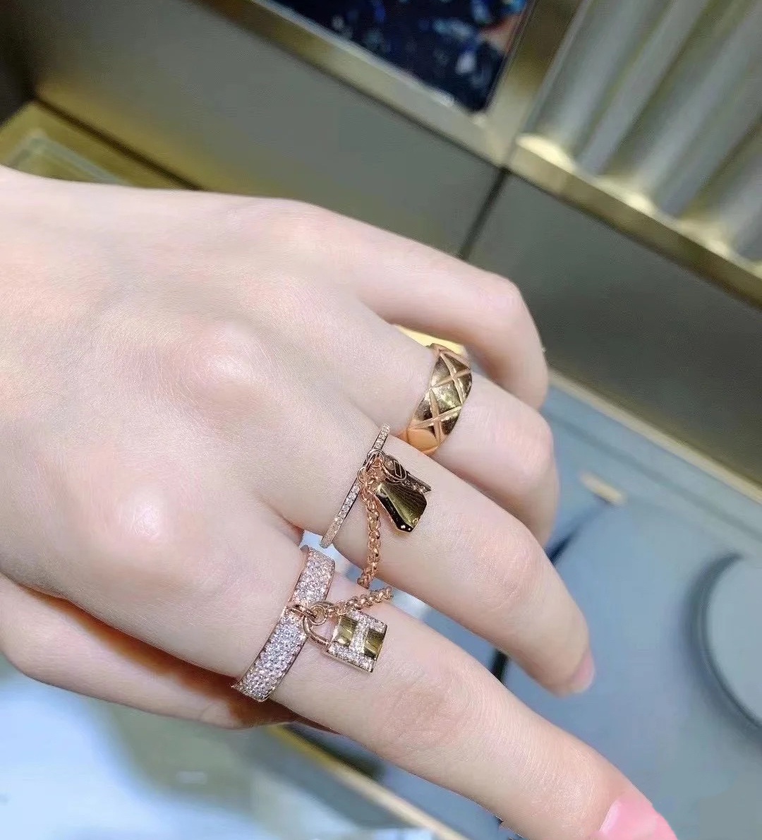 Hermes Full Diamond Connecting Ring