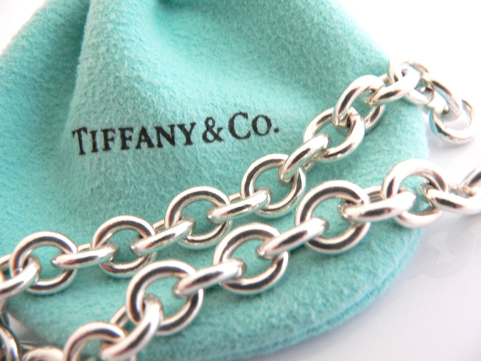 Tiffany & Co Silver Diamond Envelope Bracelet Charm Pendant Bangle 7.9 Inch Gift