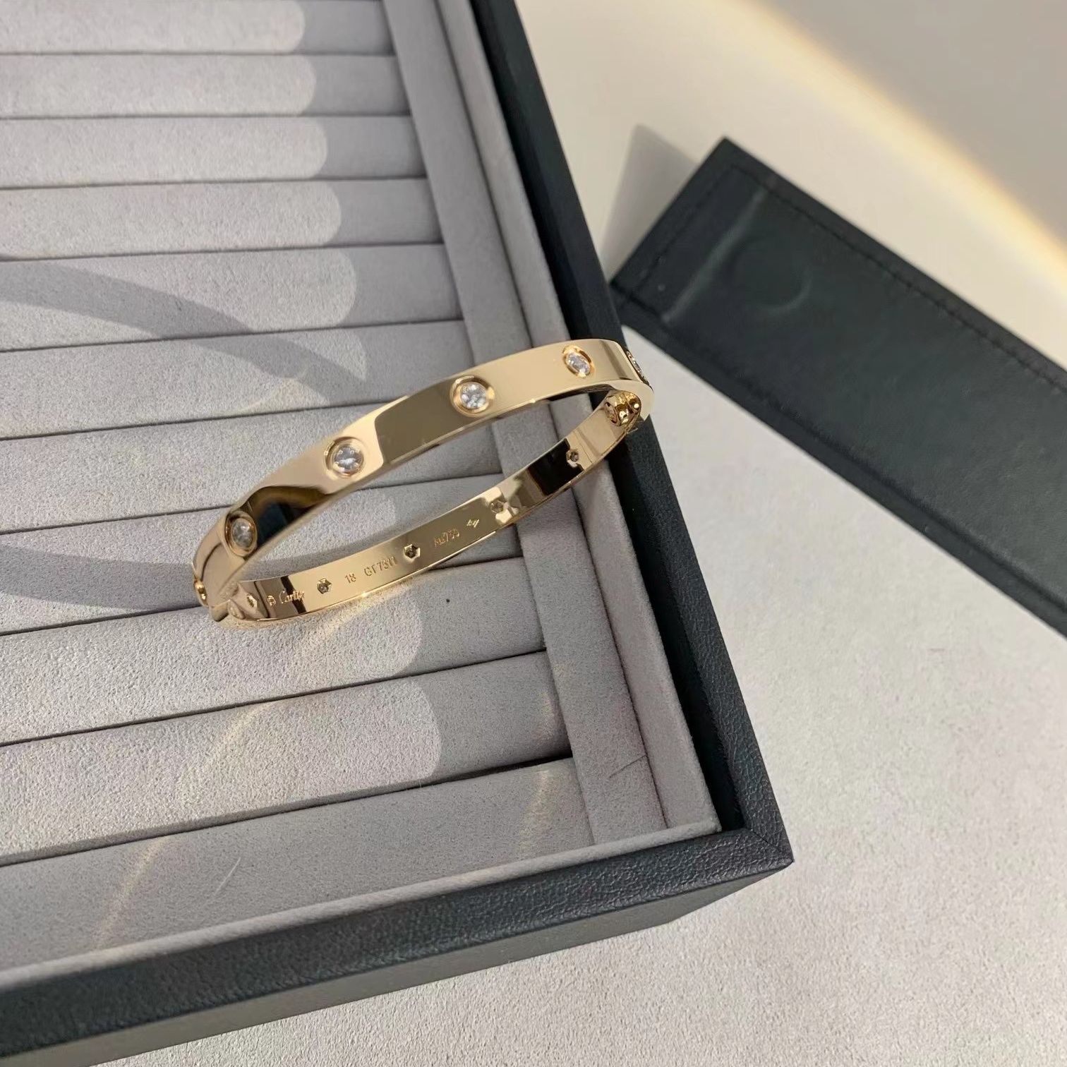 Cartier Love Bracelet with Ten Diamonds in Rose Gold