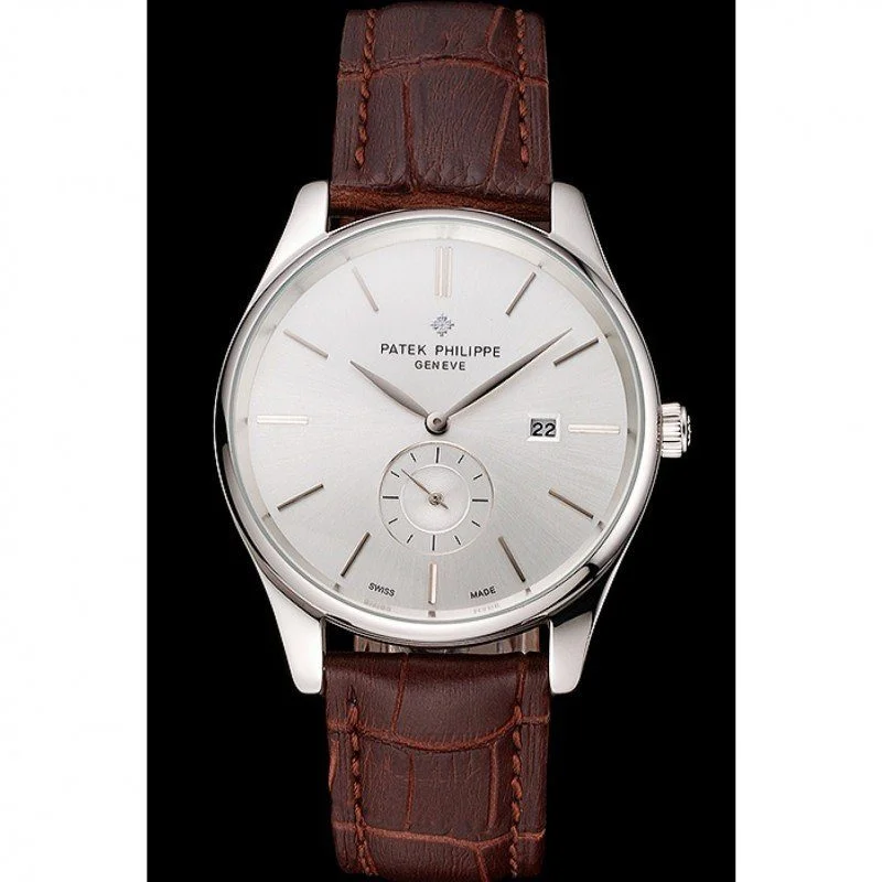 Calatrava Date Dial White 40 mm, Stainless Steel