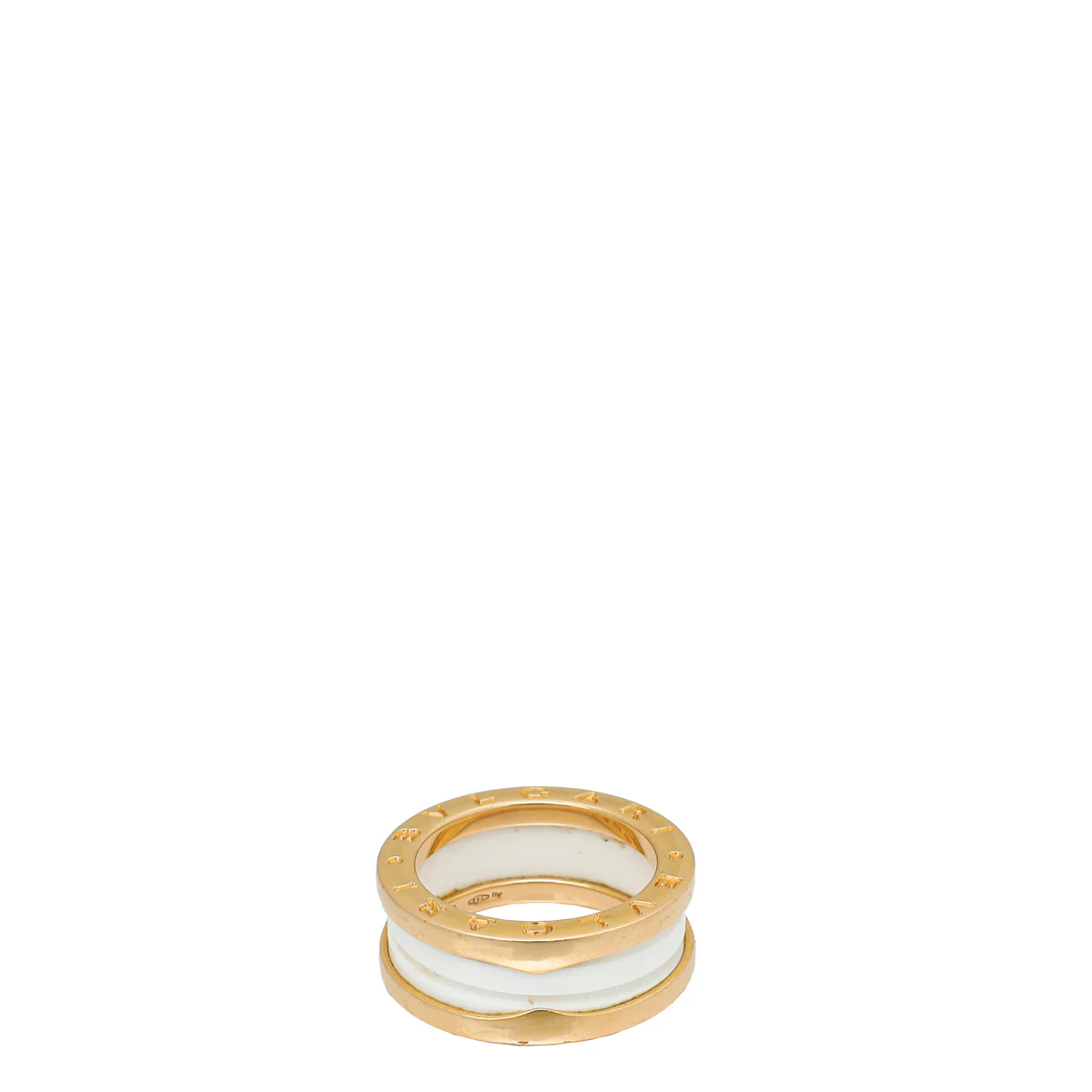 Bvlgari 18K Yellow Gold & Ceramic B. Zero 1 - 2 Band Ring 51