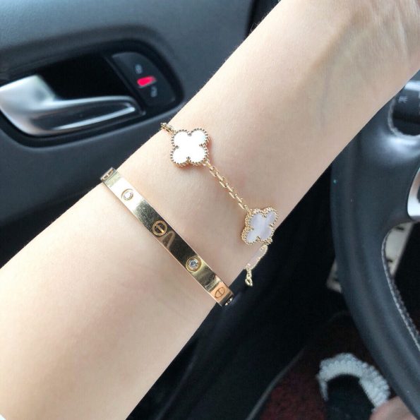 Van Cleef Bracelet Dupe, White Clover Bracelet