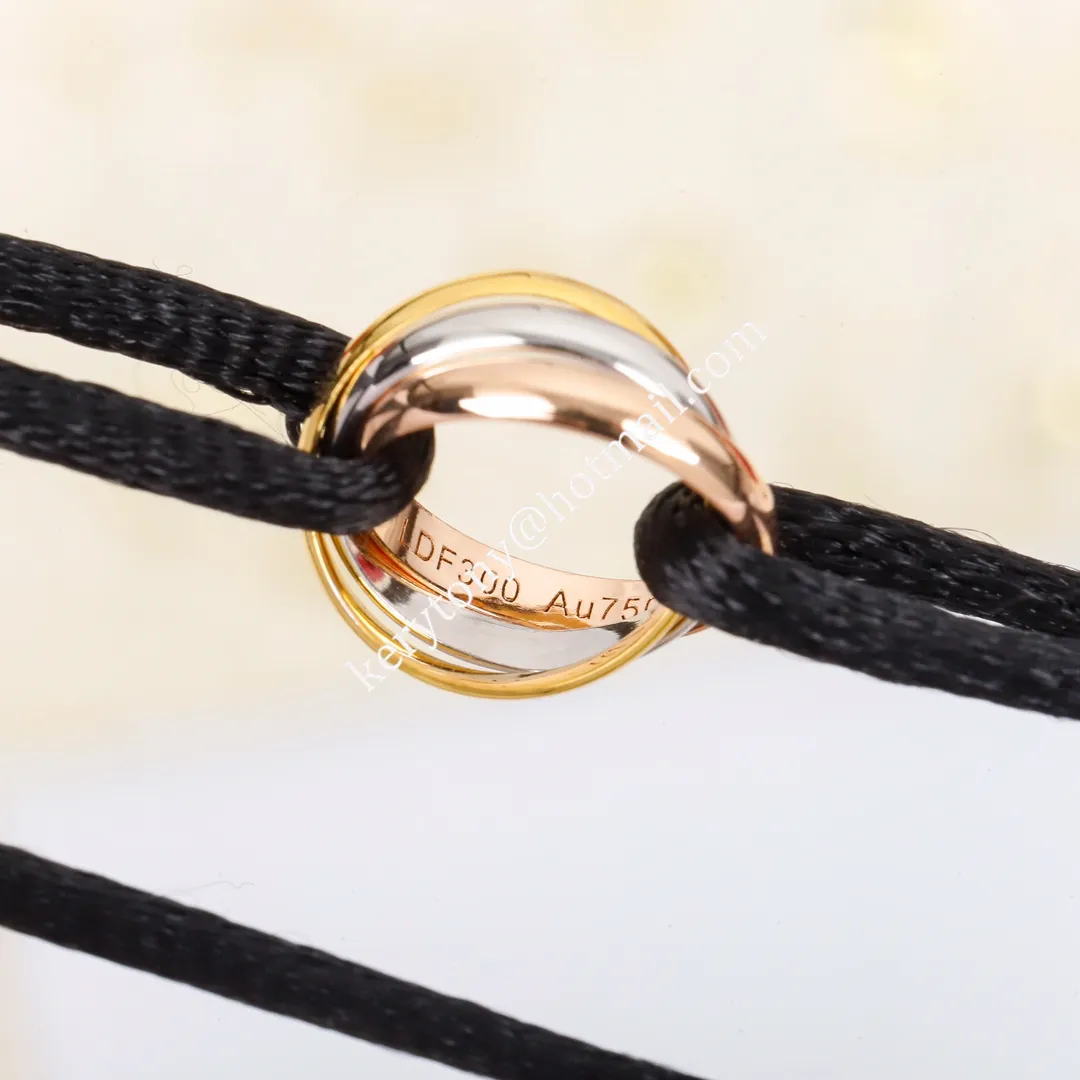Unique Style Cartier Trinity Black Rope Bracelet White Gold/Yellow God/Rose Gold B6016700 Fake