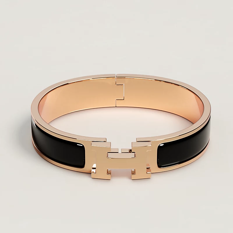 Hermes Fake Bracelet, Clic H bracelet Dupe, Black Enamel, Three Color