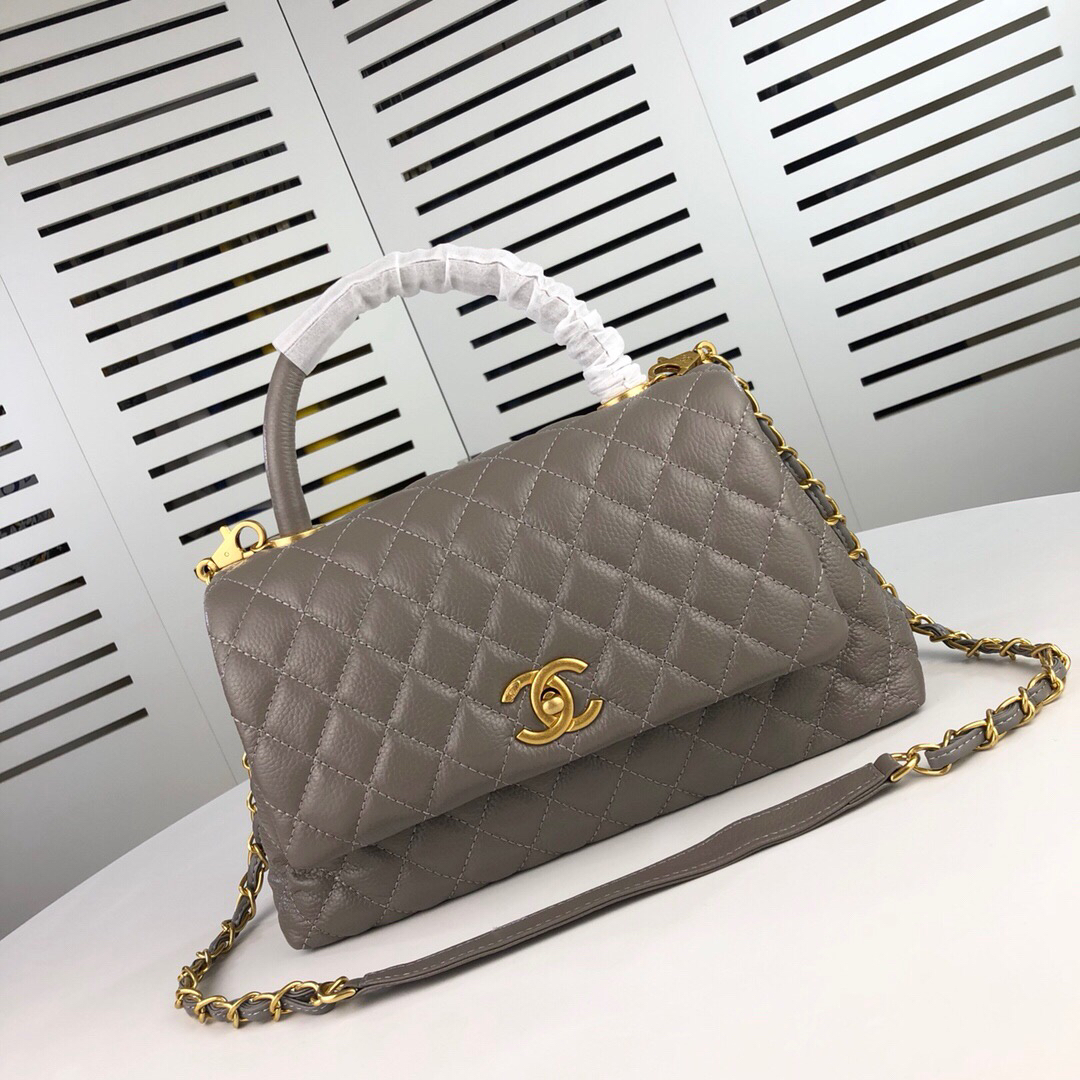 Chanel Grey Medium Shoulder Bag Handbag