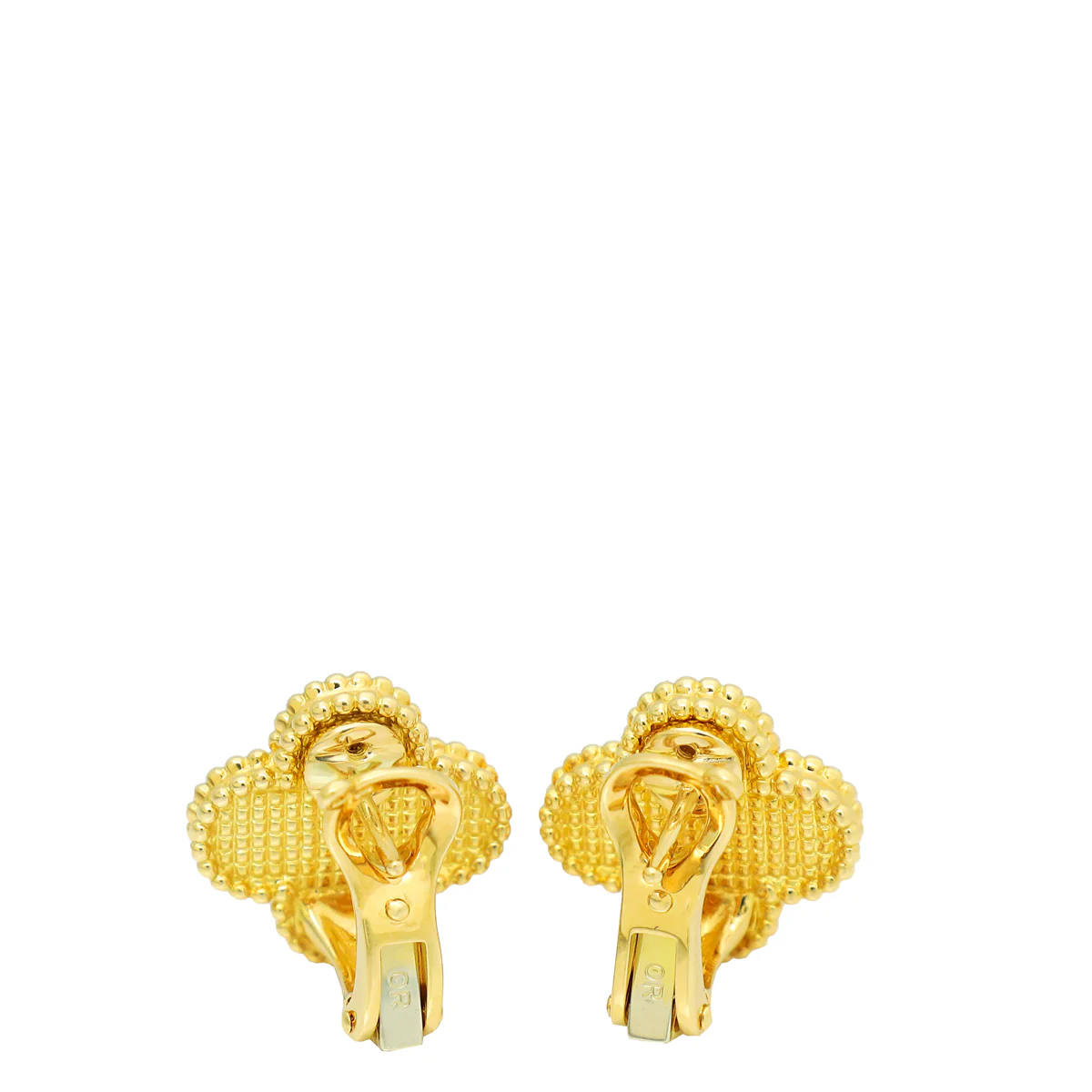 Van Cleef & Arpels 18K Yellow Gold Vintage Alhambra Motif Earrings