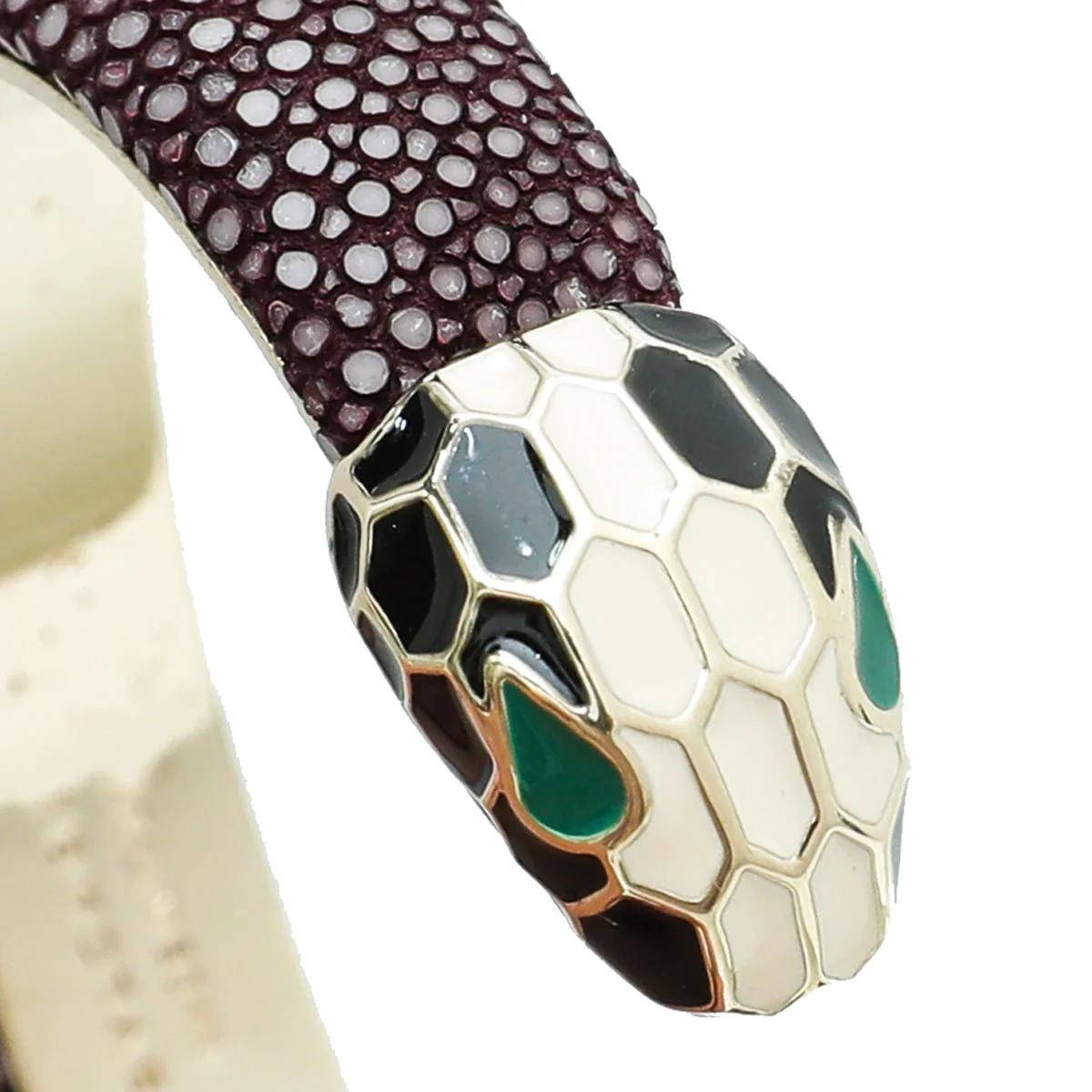 Bvlgari Dark Violet Galuchat Skin Serpenti Forever Bangle Bracelet