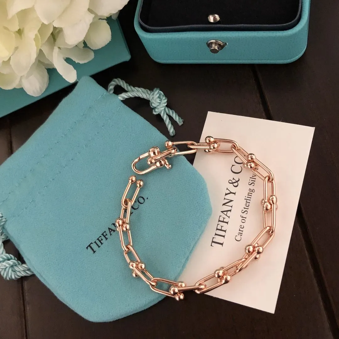 2021 Tiffany Harddwear18k Rose Gold Link Bracelet Women Jewelry Gift