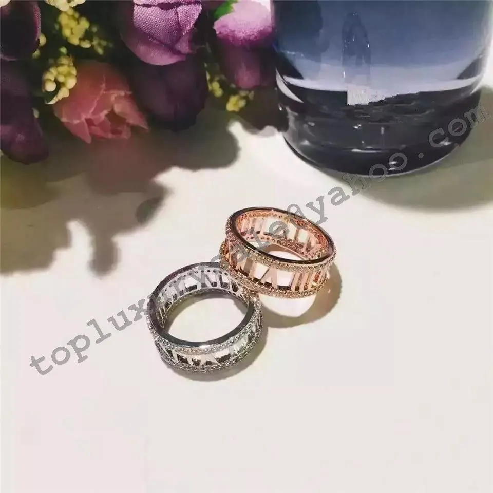 Tiffany Atlas Rose Gold Open Ring Round Diamonds Gift For Girls GRP07512/GRP06639