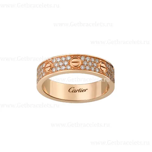 Replica Cartier Love Wedding Band With Diamond-Paved Pink Gold B4085800