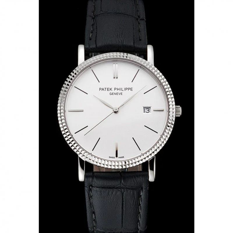 Calatrava Dial White 40 mm, Stainless Steel
