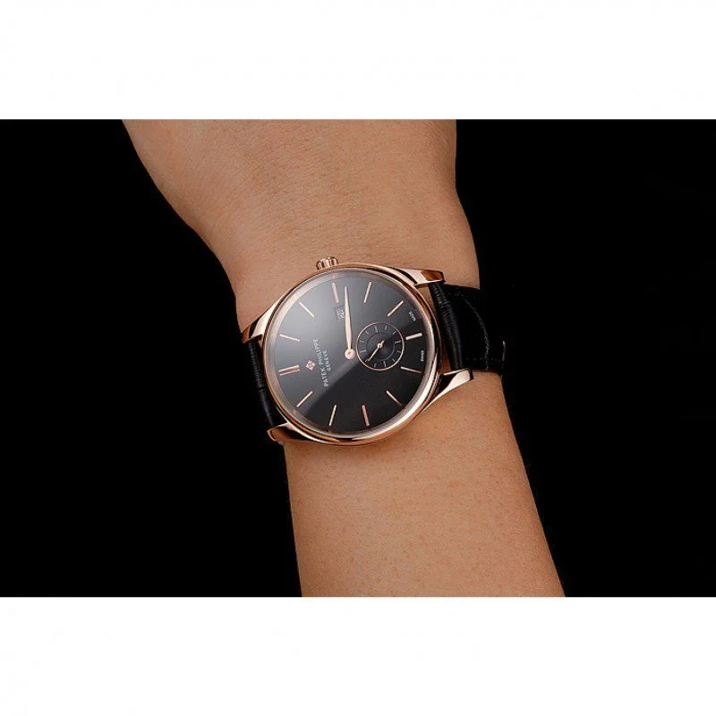 Calatrava Date Dial Black 40 mm, Rose Gold Plated