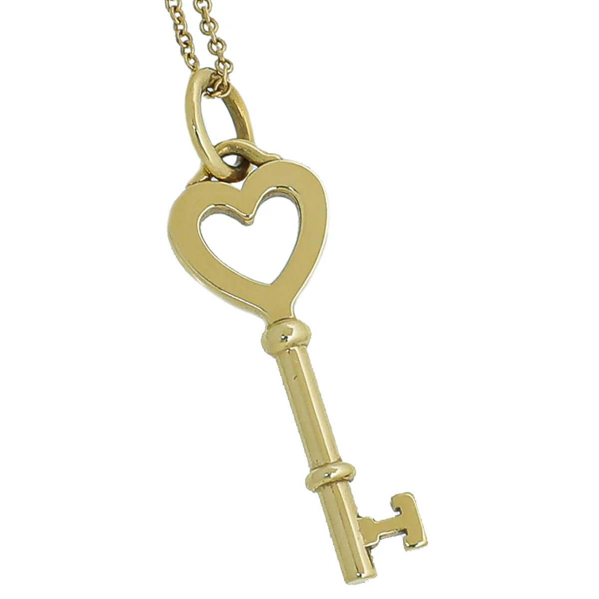 Tiffany & Co 18K Yellow Gold Heart Key Pendant Necklace