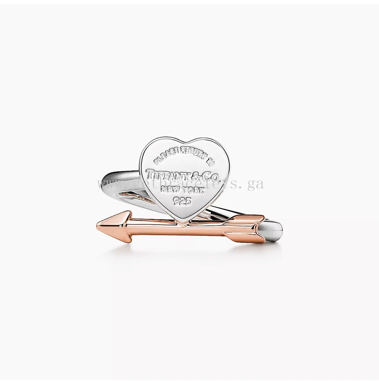 Tiffany Lovestruck Heart Tag Ring in Silver and Rose Gold