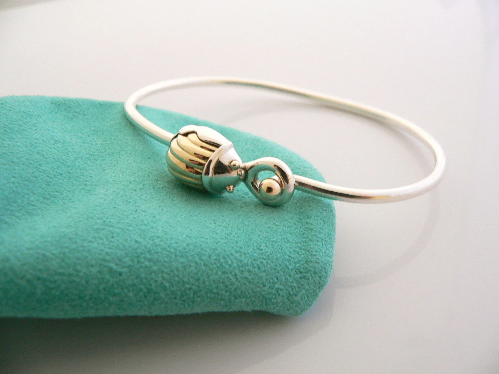 Tiffany & Co Bracelet Lucky Scarab Beetle Silver 18K Bangle Gift Pouch Love T Co