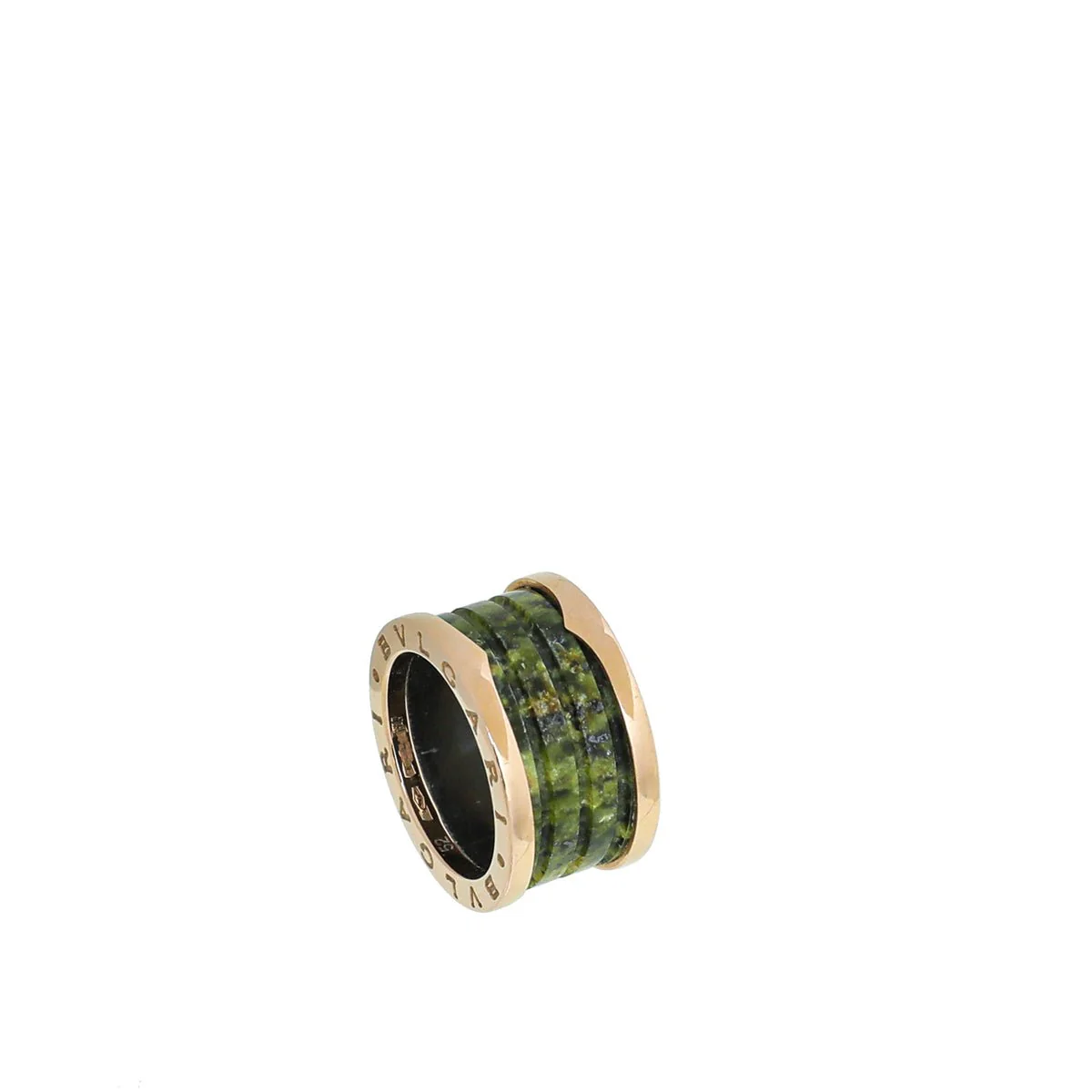 Bvlgari 18K Rose Gold Green Marble B Zero 4 Band Ring 52