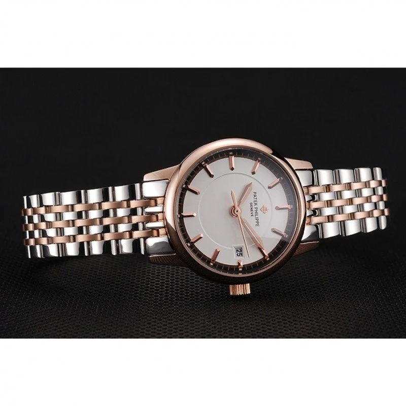 Calatrava Dial White 28 mm, Rose Gold