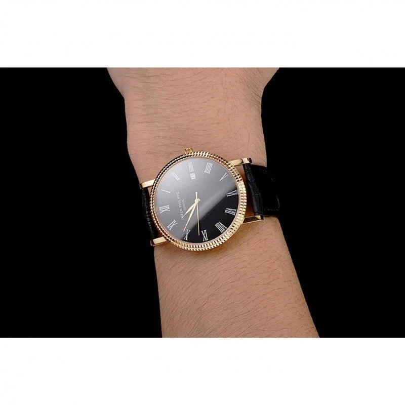 Calatrava Black Dial Roman 40 mm, Yellow Gold Plated