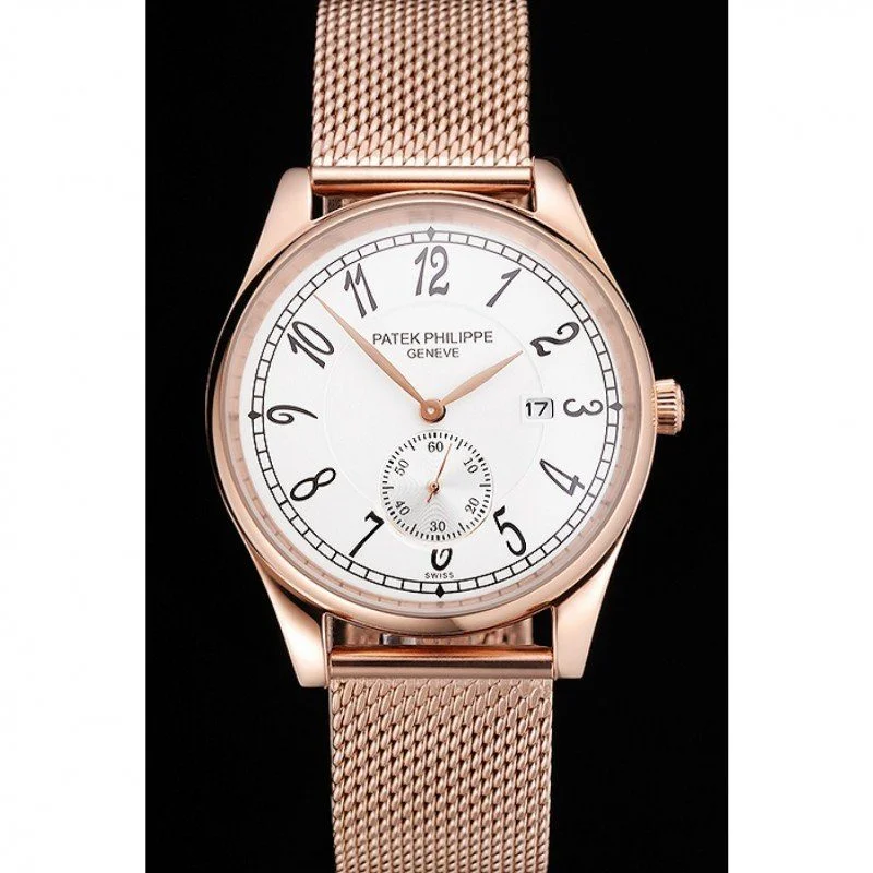 Calatrava Small Seconds Dial White 40 mm, Rose Gold Plated