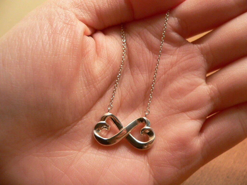 Tiffany & Co Silver Picasso Double Loving Heart Necklace 19 inch Chain Gift