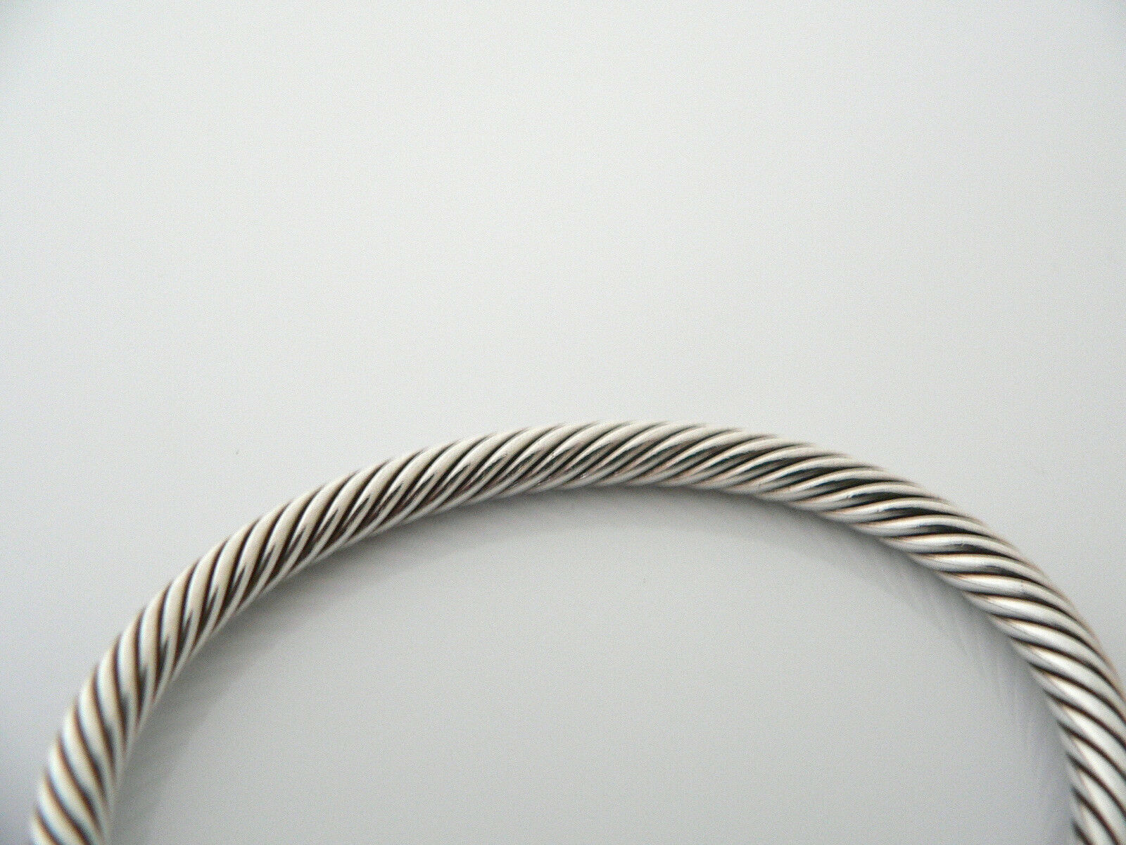 David Yurman 5MM Silver 14K Gold Cable Bangle Bracelet Textured Cuff Gift Love