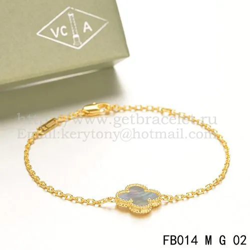 Van Cleef & Arpels Sweet Alhambra Bracelet Yellow Gold With Gray Mother Of Pearl