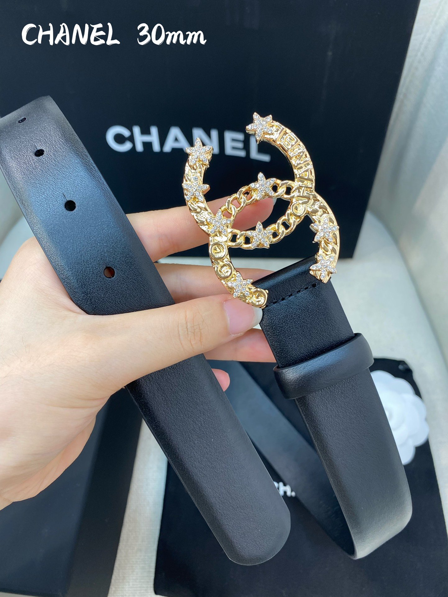 Chanel Belt With Double C Buckle Black Women Belt 30MM