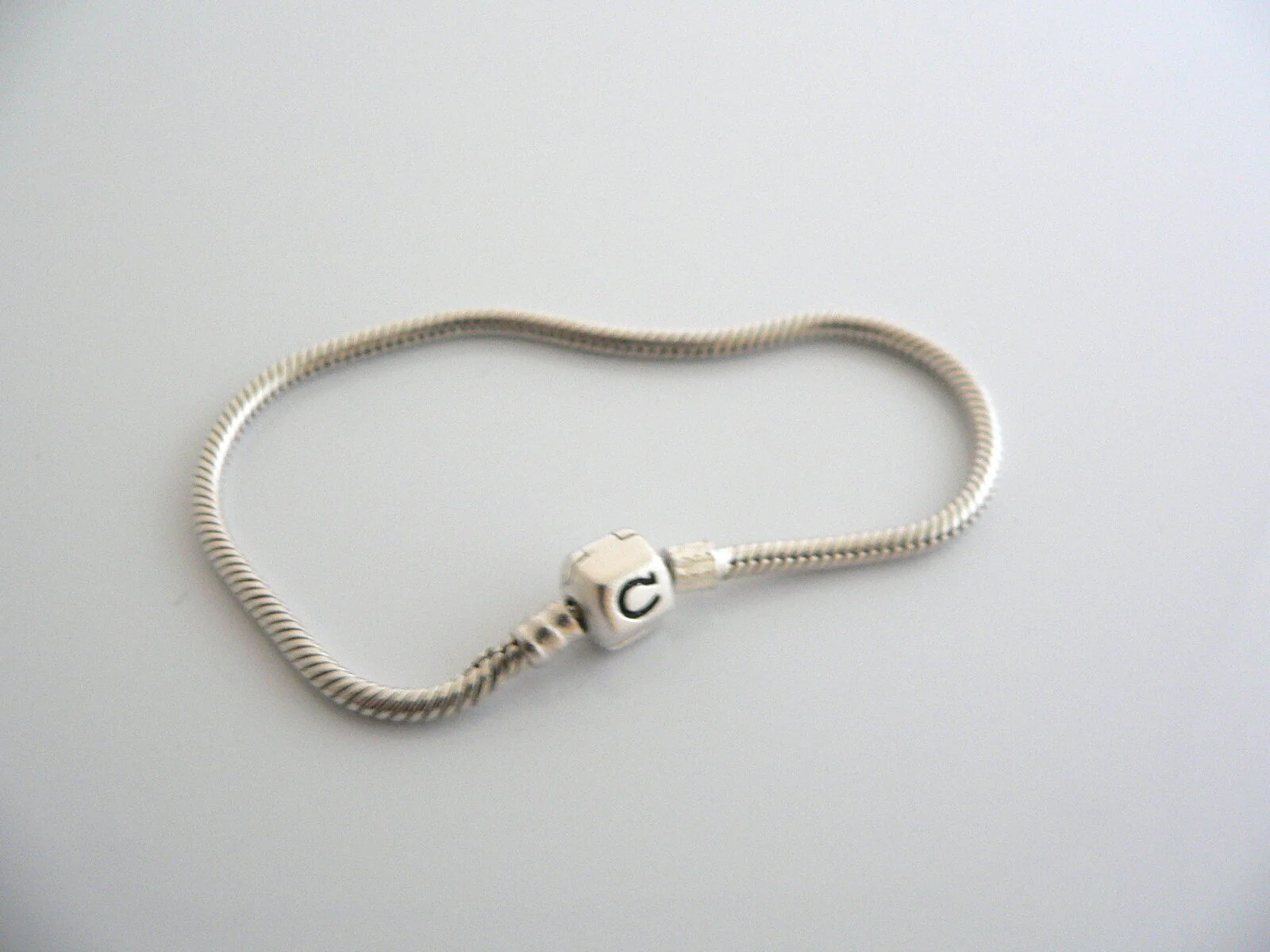 Chamilia Sterling Silver Charm Bracelet Bangle 7.75 Inch Chain Gift Love