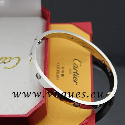 Cartier Couple Bracelet White Gold 4 Diamonds B6041003 (New Version – Prevent Screws Fall Out)