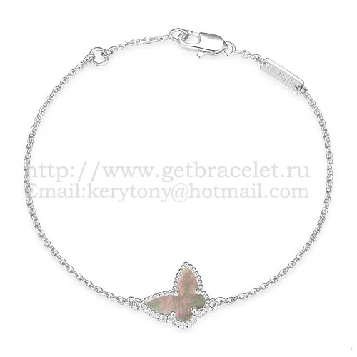 Van Cleef & Arpels Sweet Alhambra Butterfly Bracelet White Gold With Gray Mother Of Pearl