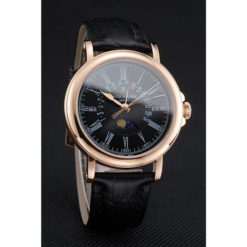 Perpetual Calendar Dial Black 40 mm, Rose Gold Plated