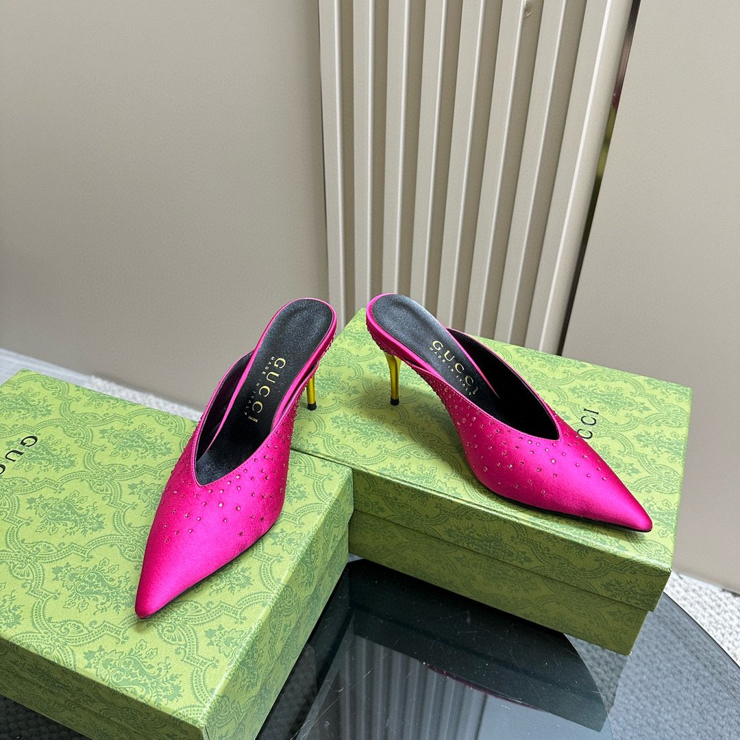 Gucci Pointed Toe High Heel Slippers Slide Sandal (Replica)