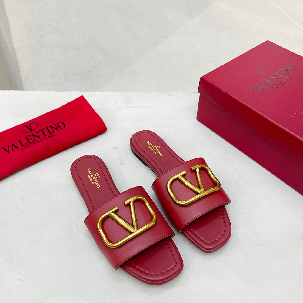 Valentino Leather Casual Fashion Flip-Flops Slide Sandal(Replica)