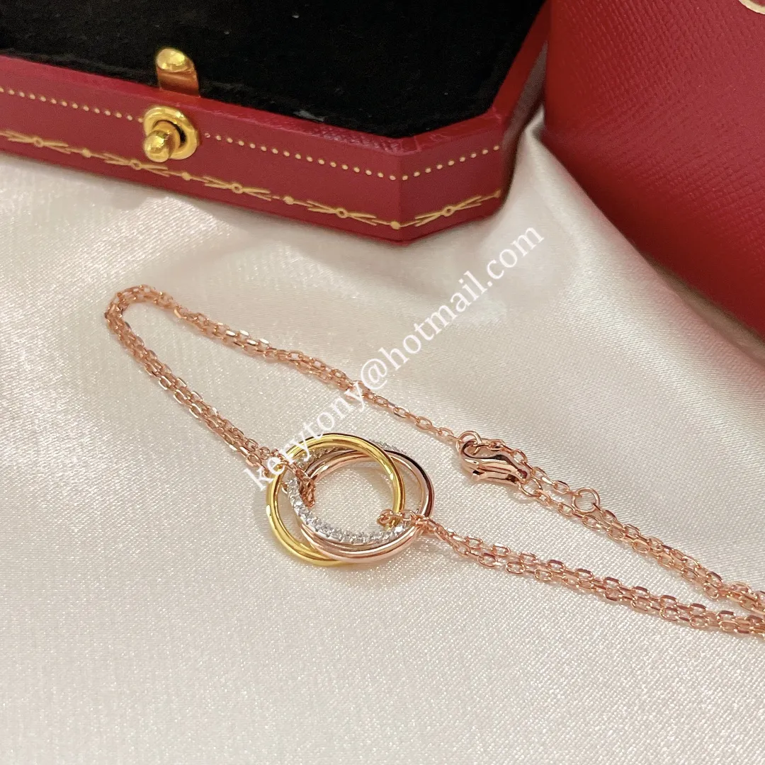 Top Sale Cartier Trinity Bracelet White Gold/Yellow God/Rose Gold with Diamonds B6059017 For Girls
