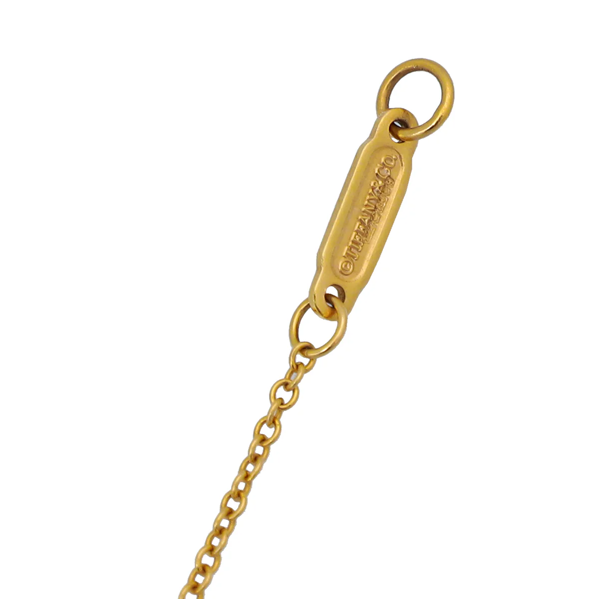 Tiffany & Co 18K Yellow Gold Diamond Heart Key Pendant Necklace