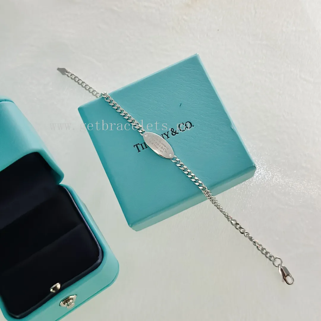 Tiffany Oval I.D. Bracelet in Sterling Silver with Diamonds