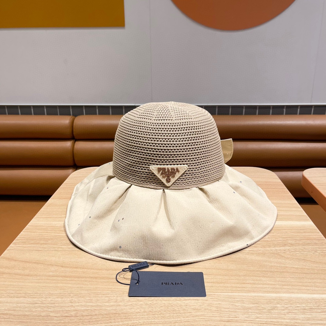 Prada Fisherman's Hat With Mesh Bow Sunhat （Replica）