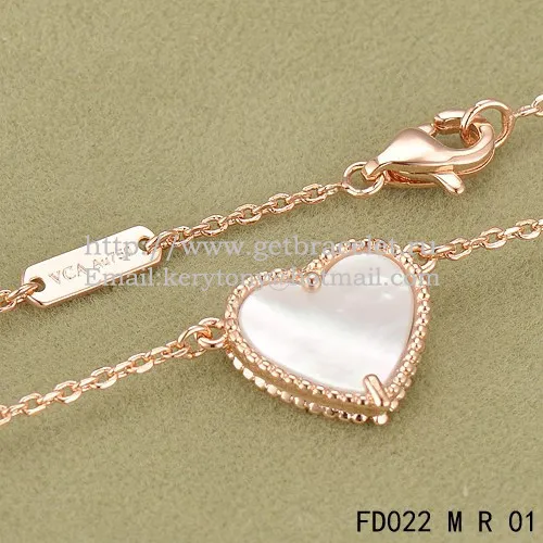 Van Cleef Arpels Sweet Alhambra Heart Pendant Pink Gold With White Mother Of Pearl