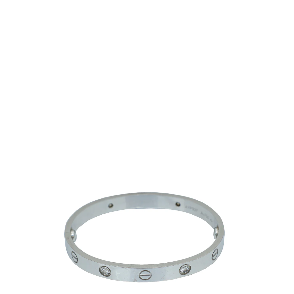 Cartier 18K White Gold 4 Diamond Love Bracelet 16