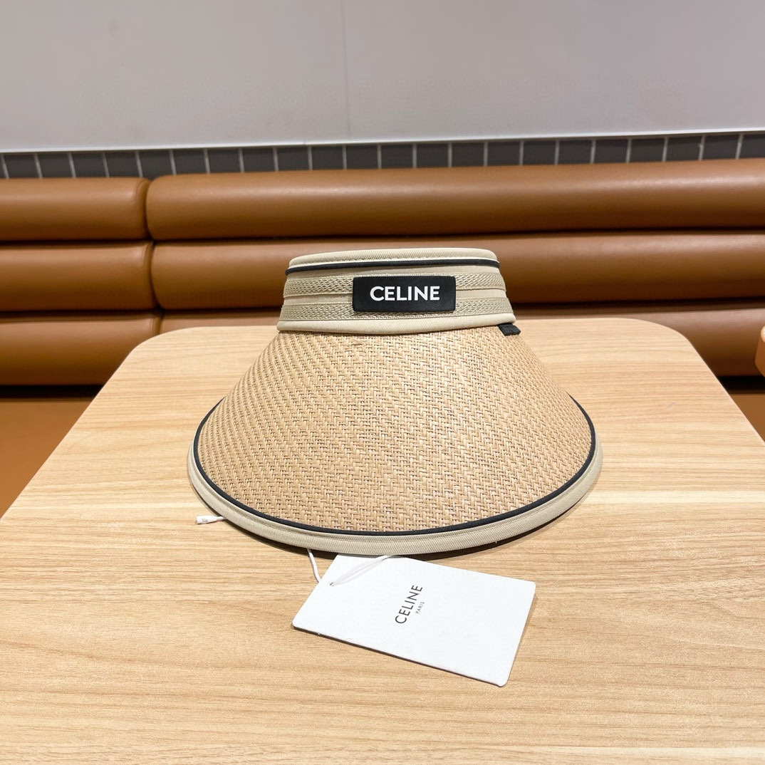 Celine  Straw Hat, Letter Hat, Empty Top Hat Sunhat （Replica）