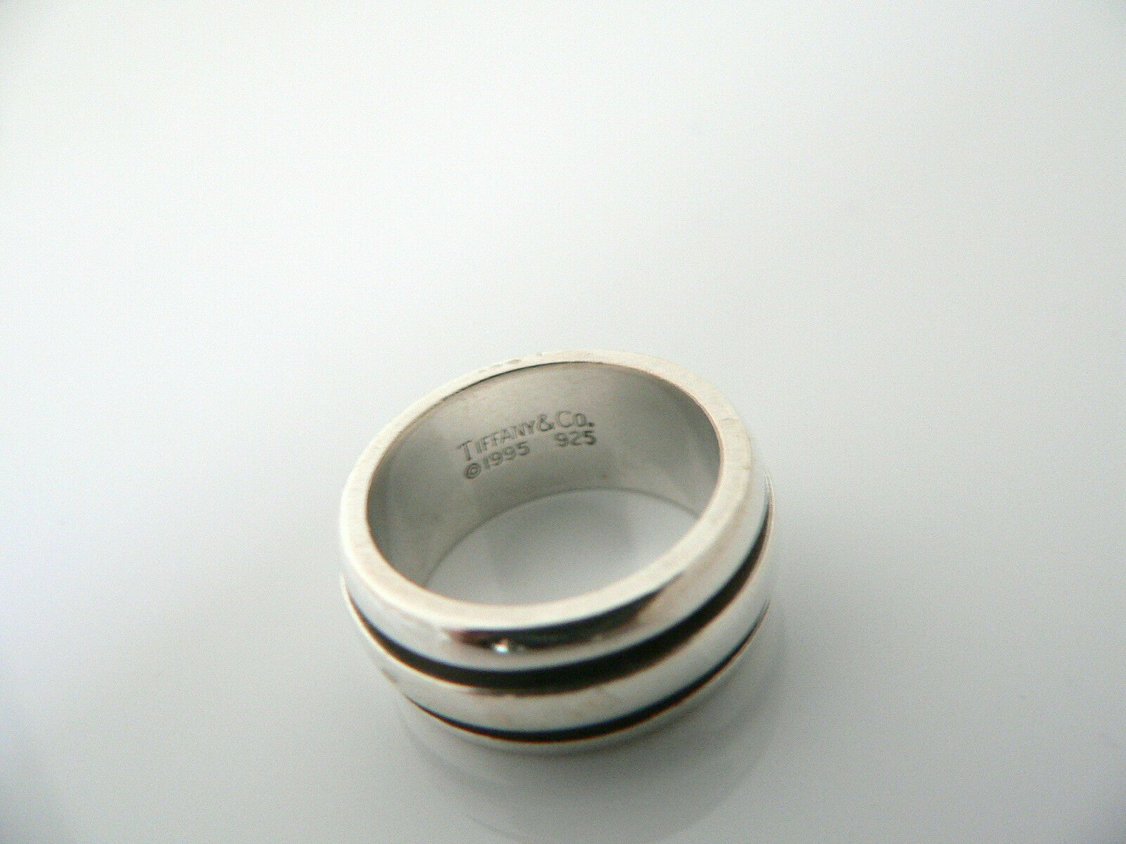 Tiffany & Co Silver Atlas Ring Band 4.75 Statement Gift Wide Love Stripe