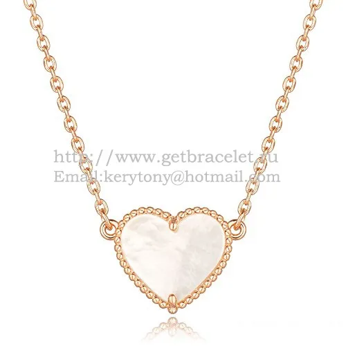 Van Cleef Arpels Sweet Alhambra Heart Pendant Pink Gold With White Mother Of Pearl